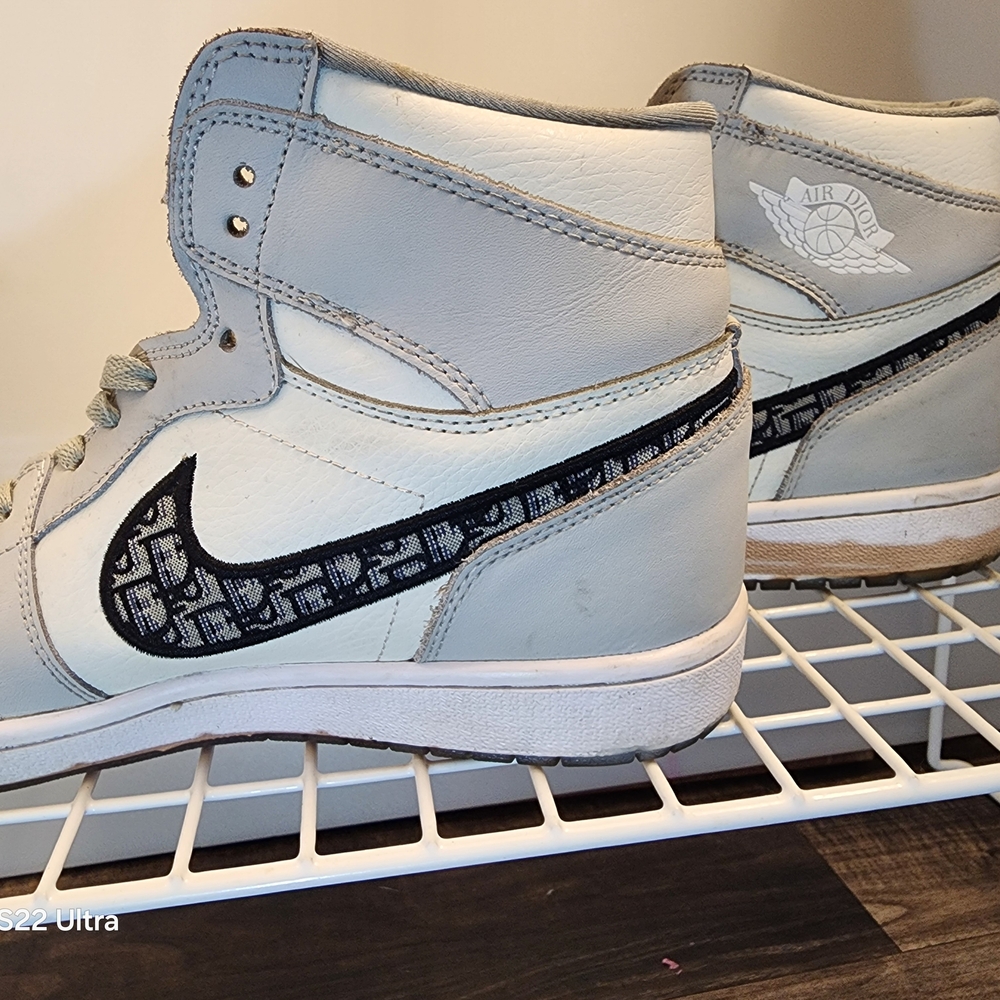 AIR DIOR JORDANS  High-Top Sneakers in Gray and Black